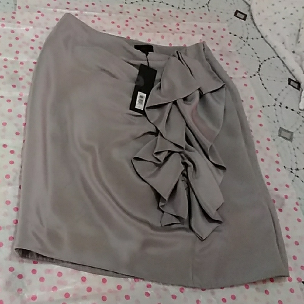 Stunning NWT Grey Silk Skirt.